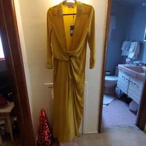 Wrap front maxi slit dress